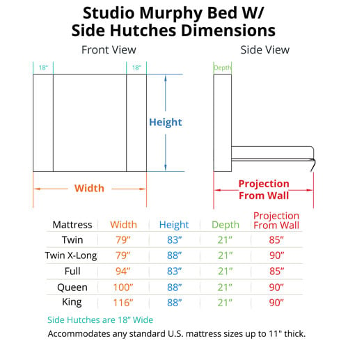 Studio Murphy Bed with Hutches Custom Wall Beds BredaBeds