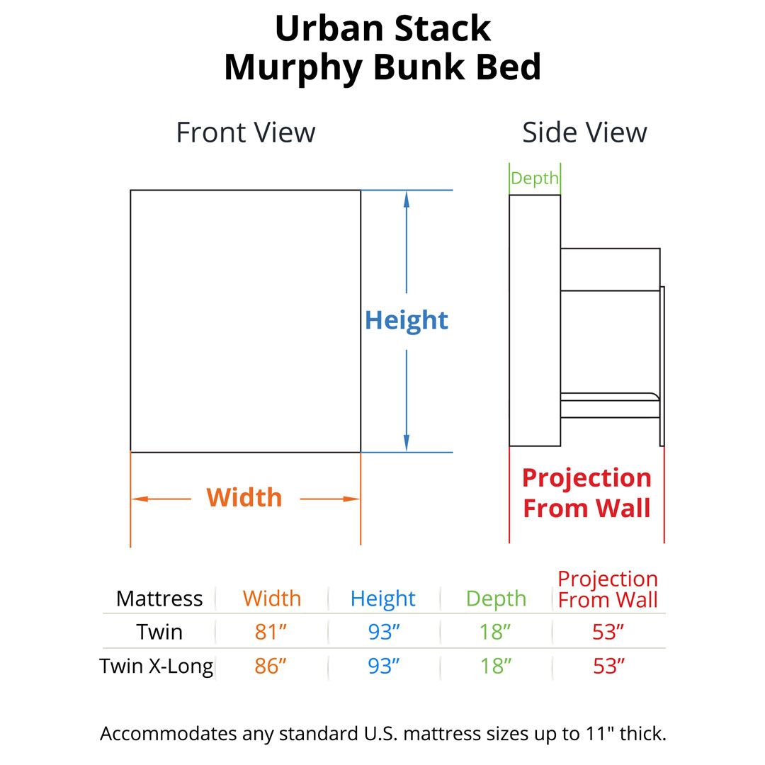 Urban Stack Murphy Bunk Bed, Bunk Bed Mattress Size