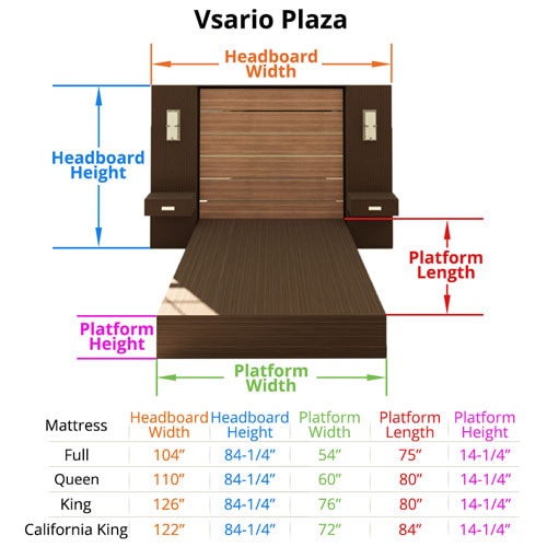 Vsario Plaza Headboard Dimensions