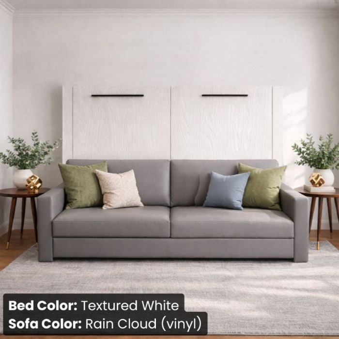 Queen Textured White Horizontal InLine W/ Rain Cloud Vinyl Sofa-Closed