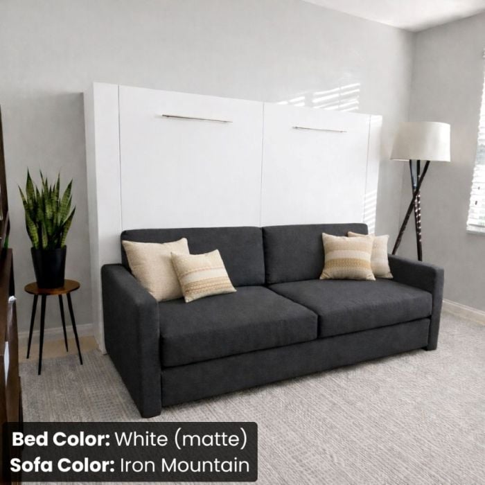 Queen White Matte Horizontal InLine W/ Iron Mountain Sofa-Closed