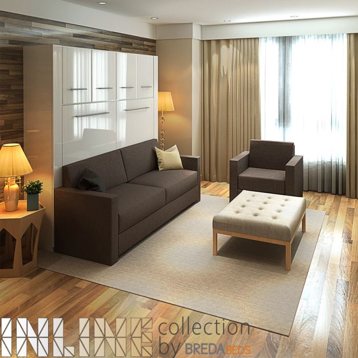 Horizontal InLine Murphy Bed with Top Hutch and InLine Sofa Horizontal InLine Murphy Bed with Top Hutch and InLine Sofa