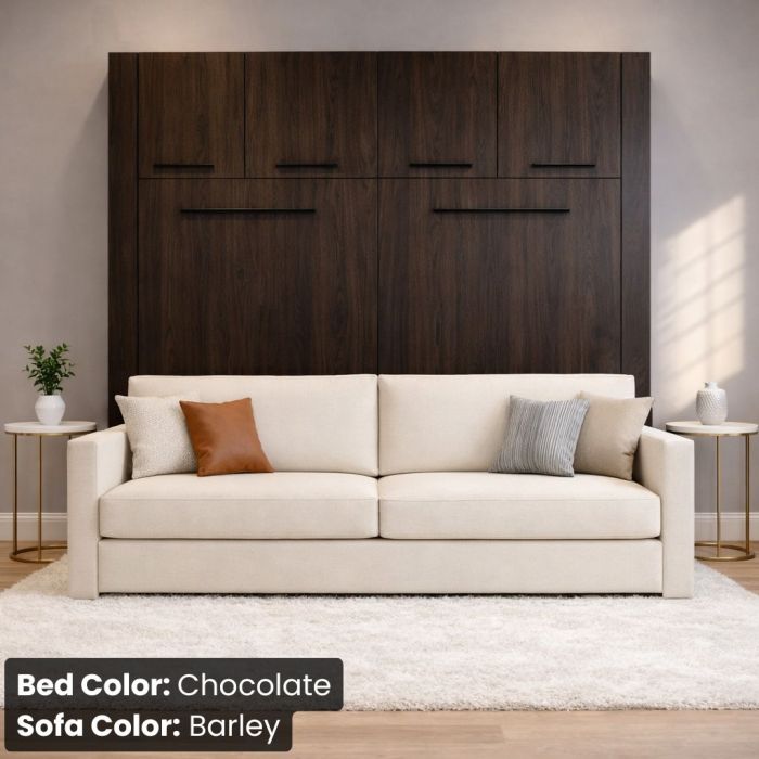Full Chocolate Horizontal InLine W/ Top Hutch and Barley Sofa -Closed