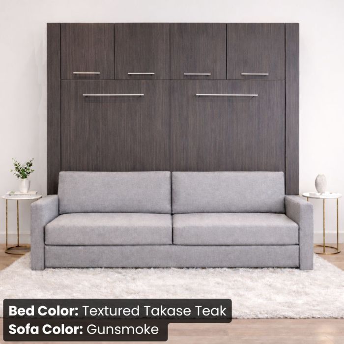 Full Takase Teak Horizontal InLine W/ Top Hutch and Gunsmoke Sofa -Closed