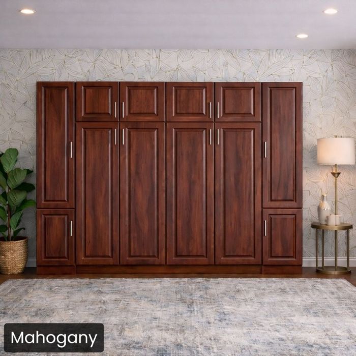Queen Mahogany Horizontal Metropolitan Murphy W/Top/Side Hutches-Closed