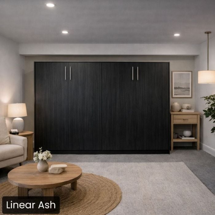 Queen Linear Ash Horizontal Urban Murphy Bed-Closed