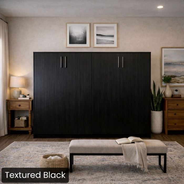 Textured Black Horizontal Urban Murphy Bed-Closed