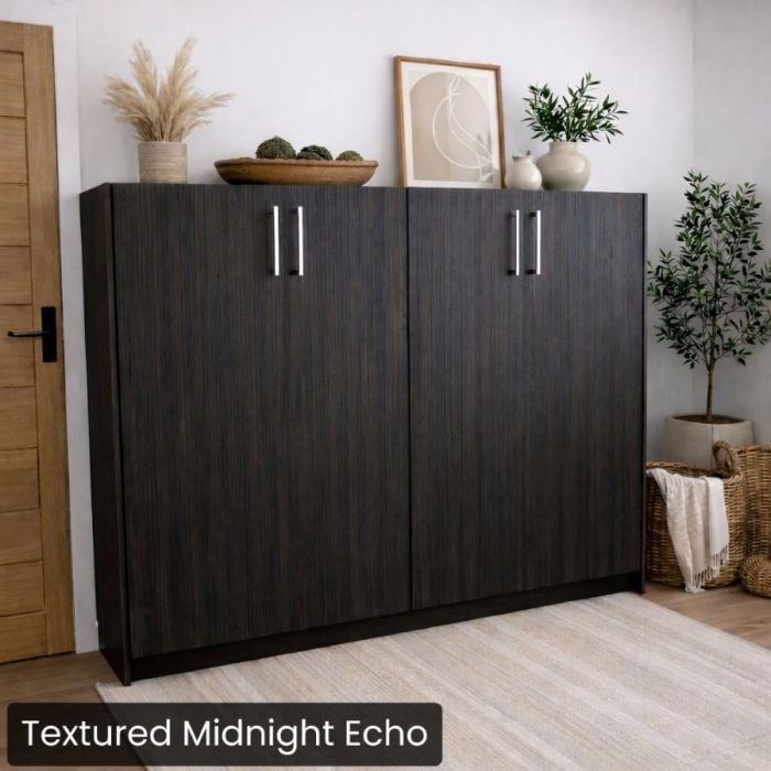 Textured Midnight Echo Queen Horizontal Urban Murphy Bed-Closed