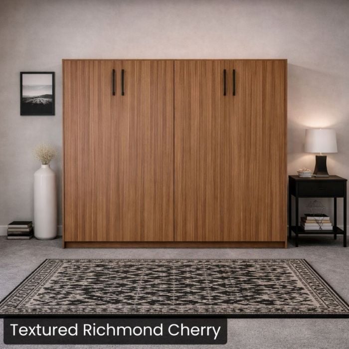 Textured Richmond Cherry Full Horizontal Urban Murphy Bed-Closed
