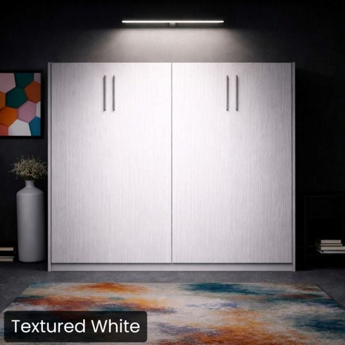 Textured White Full Horizontal Urban Murphy Bed-Closed