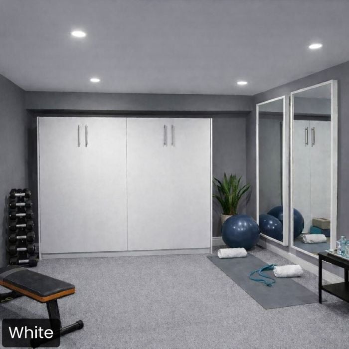 White Horizontal Urban Murphy Bed-Closed