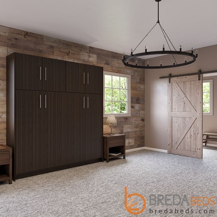 Horizontal Urban Murphy Bed W/Top Hutch-Closed