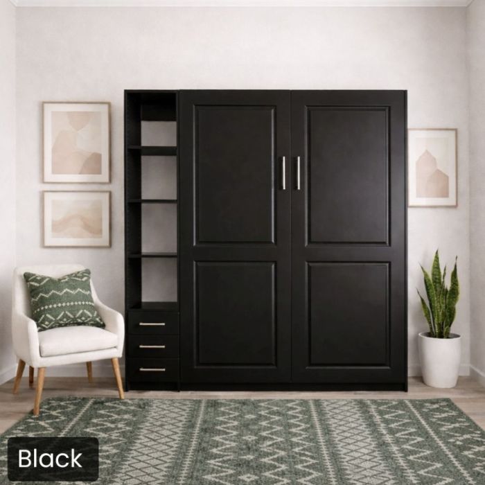 Queen Black Metropolitan W/ Hutch-Closed