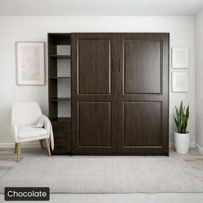 Queen Chocolate Metropolitan W/ Hutch-Closed