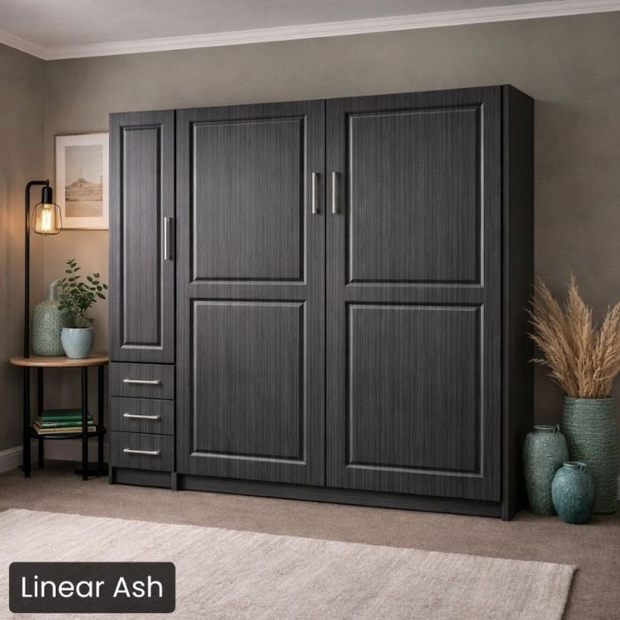 King Linear Ash Metropolitan Murphy Bed W/ Hutch-Closed