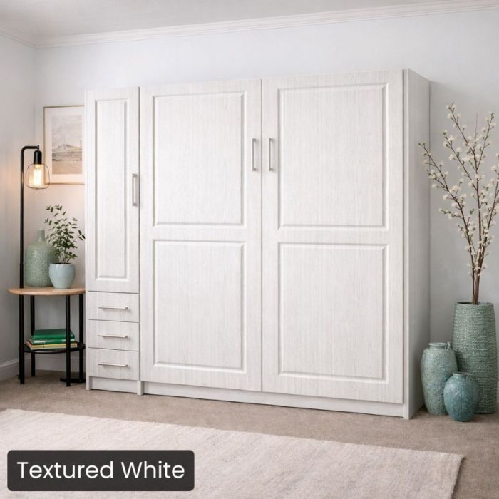 King Textured White Metropolitan W/ Hutch-Closed