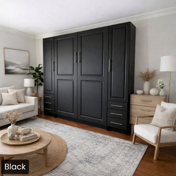 Queen Black Metropolitan W/ Hutches-Closed