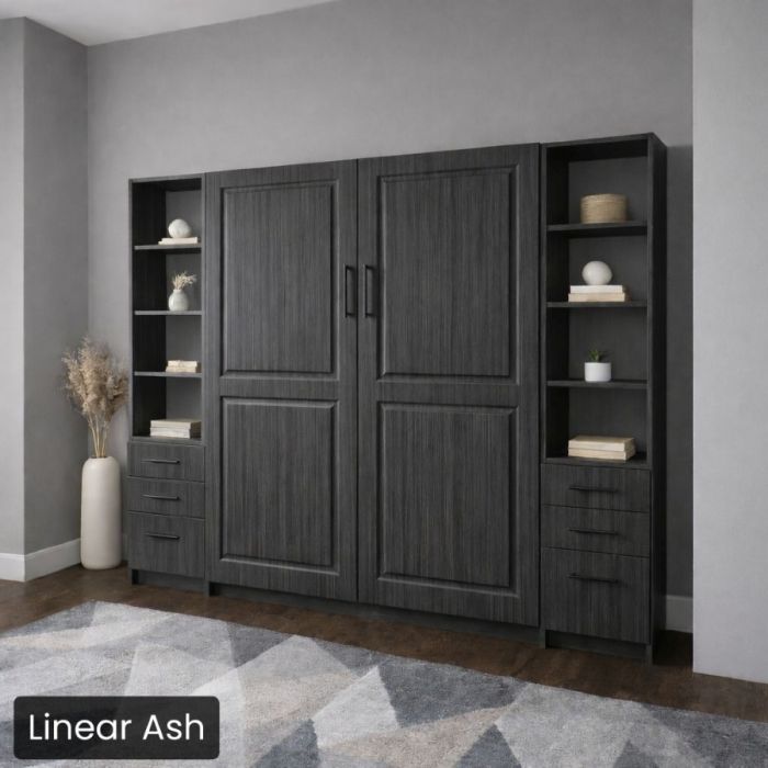 Queen Linear Ash Metropolitan W/ Hutches-Closed