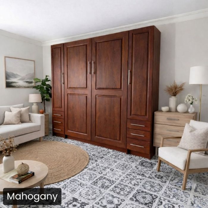 Queen Mahogany Metropolitan W/ Hutches-Closed