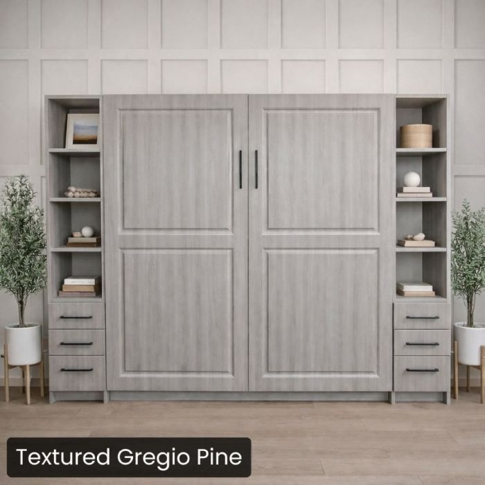 King Textured Gregio Pine Metropolitan W/ Hutches-Closed