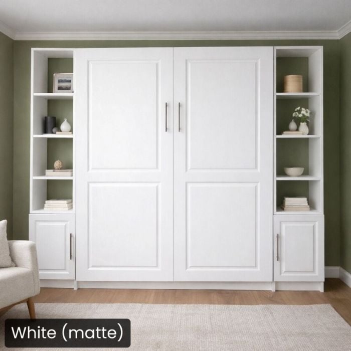 Queen White (matte) Metropolitan W/ Hutches-Closed