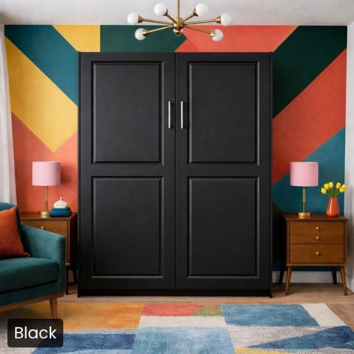Black Queen Metropolitan Murphy Bed-Closed