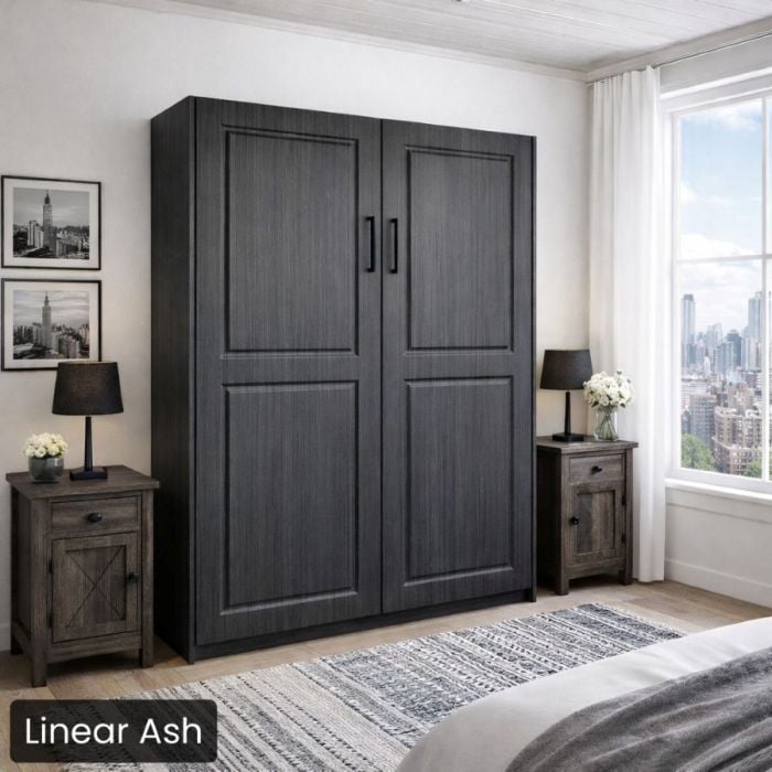 Linear Ash Queen Metropolitan Murphy Bed-Closed