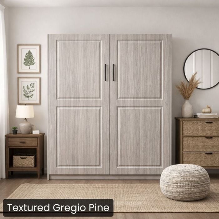 Textured Gregio Pine King Metropolitan Murphy Bed-Closed