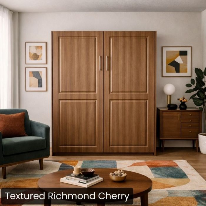 Textured Richmond Cherry Queen Metropolitan Murphy Bed-Closed