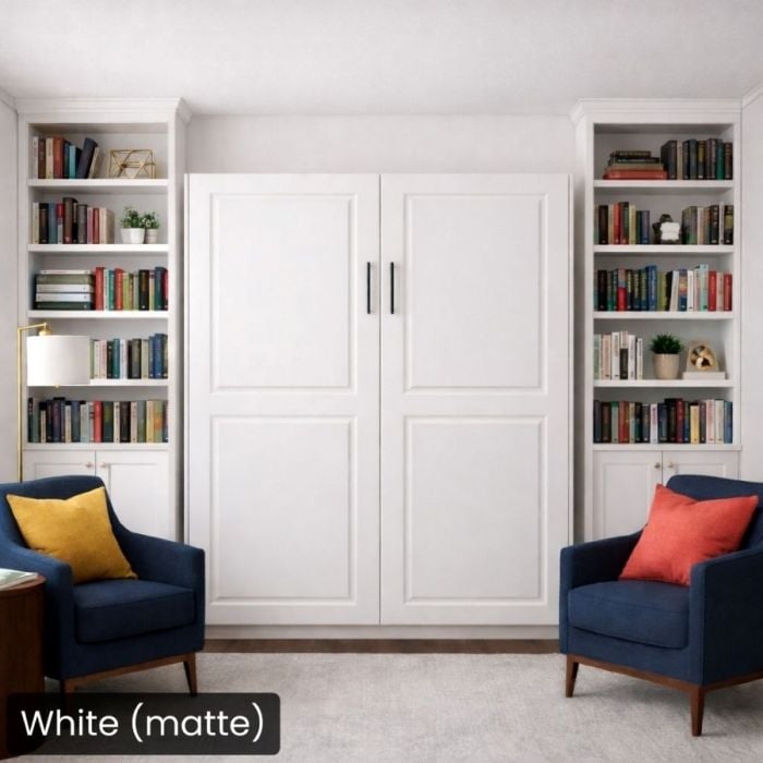 White Matte Queen Metropolitan Murphy Bed-Closed