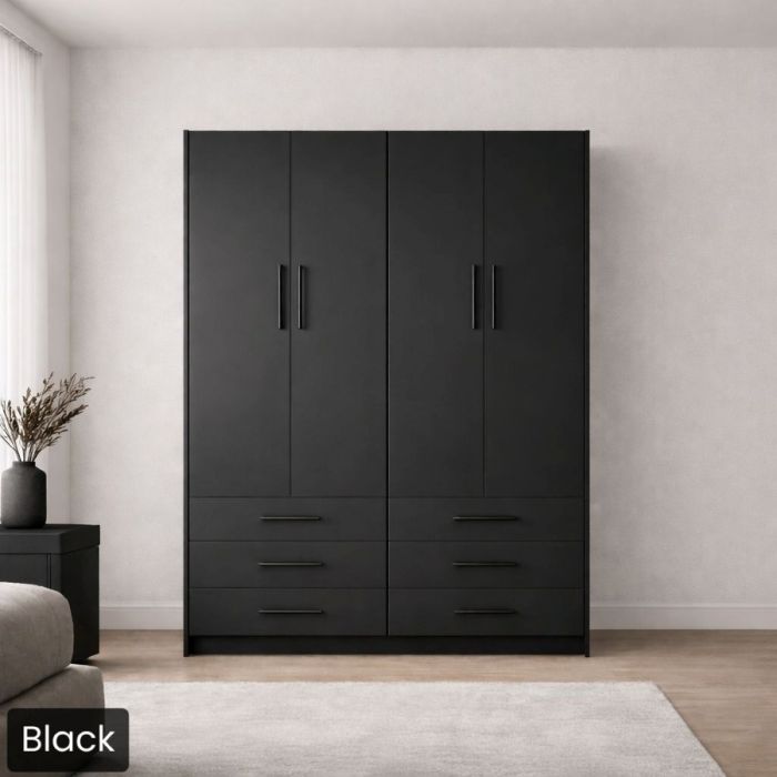 Queen Black Penthouse Murphy Bed-Closed