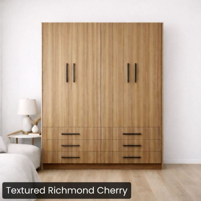 Queen Textured Richmond Cherry Penthouse Murphy Bed-Closed