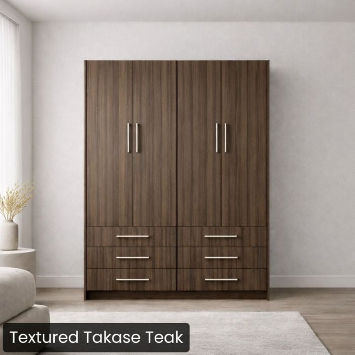 Queen Textured Takase Teak Penthouse Murphy Bed-Closed
