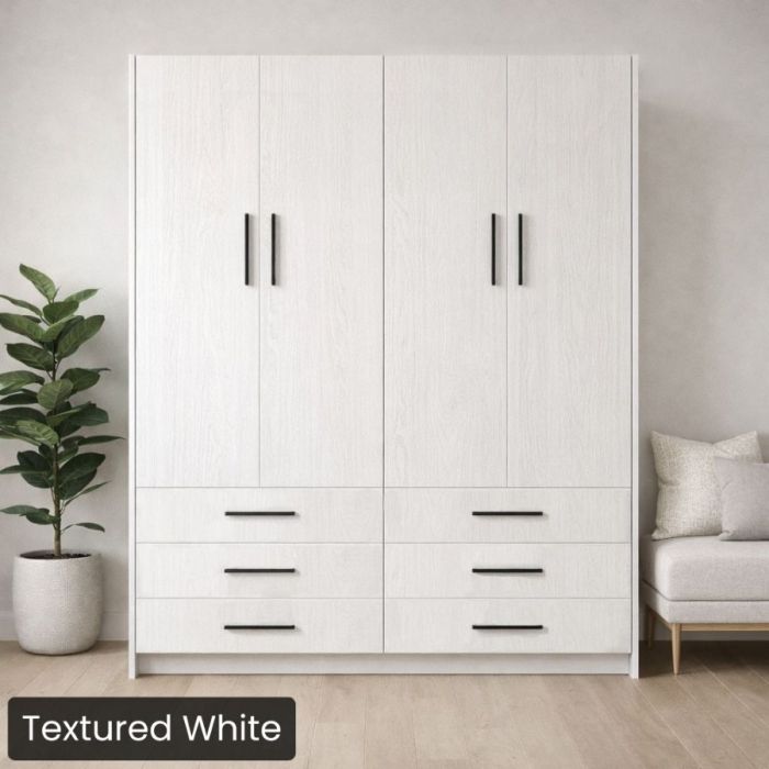 Queen Textured White Penthouse Murphy Bed-Closed