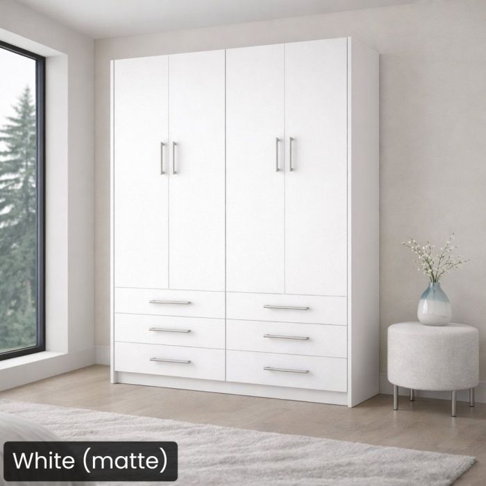 Queen White Matte Penthouse Murphy Bed-Closed