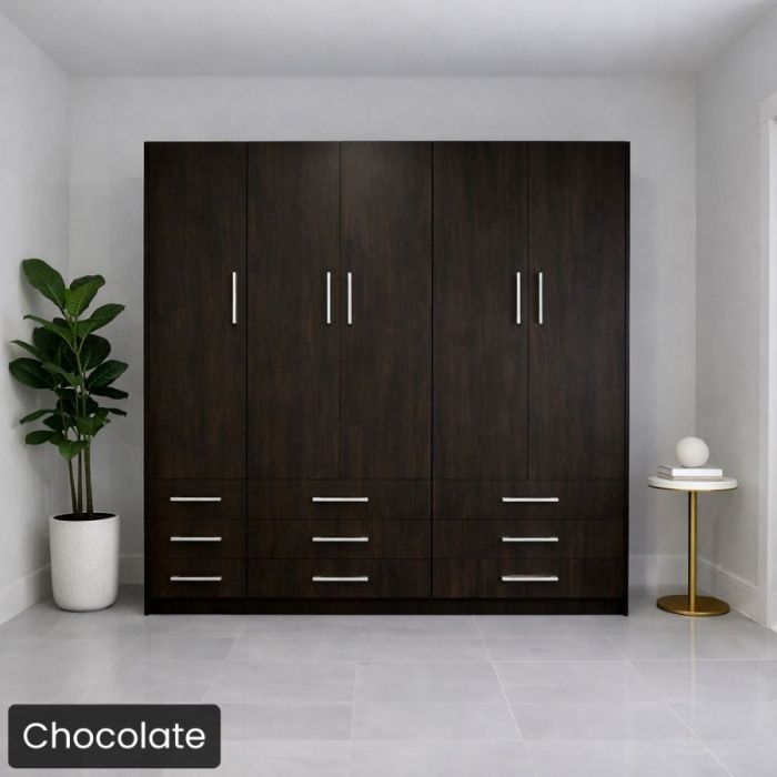 Queen Chocolate Penthouse Murphy bed W/ Hutch-Closed