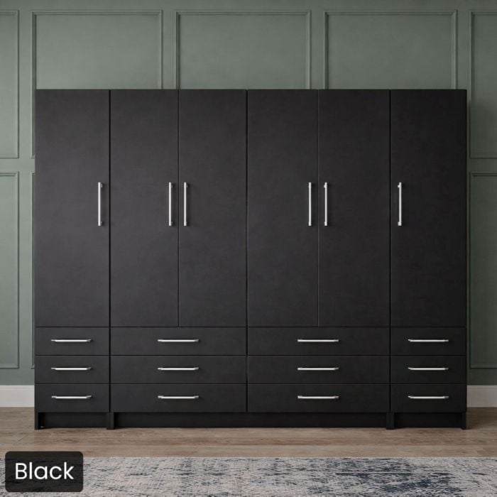 King Black Penthouse Murphy Bed W/ Hutches-Closed