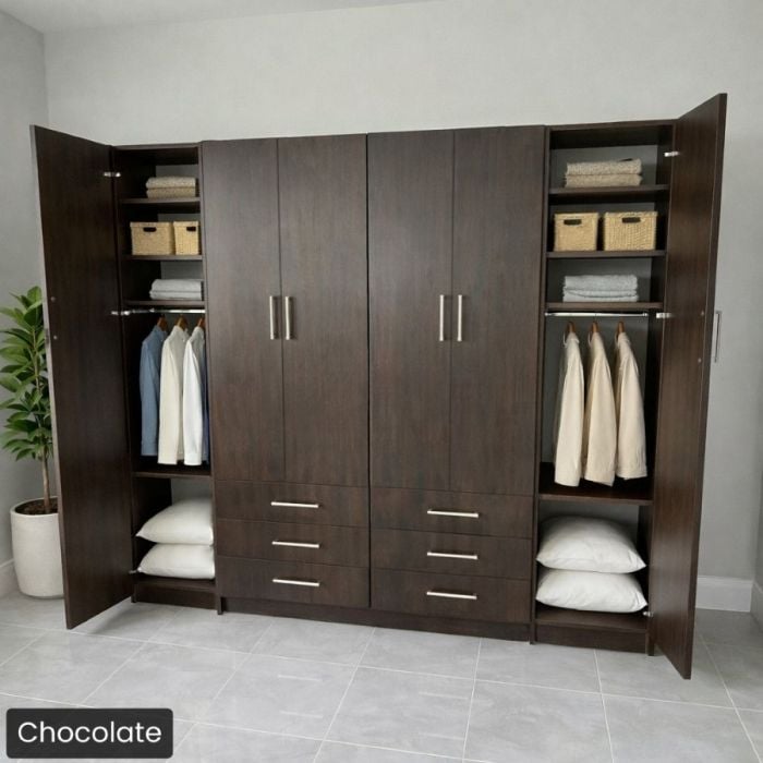 Full Chocolate Penthouse Murphy Bed W/ Hutches-Closed