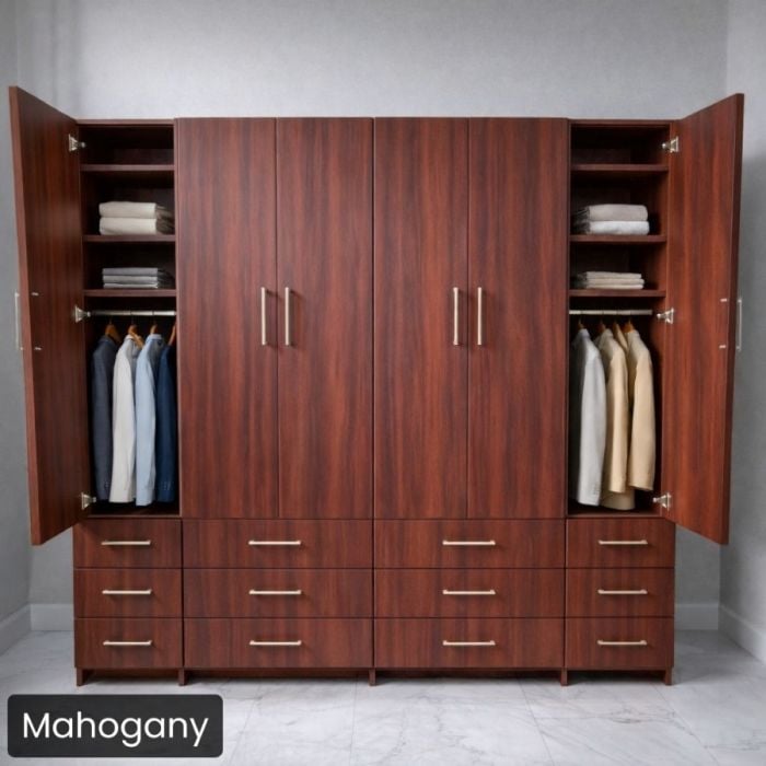Full Mahogany Penthouse Murphy Bed W/ Hutches-Closed