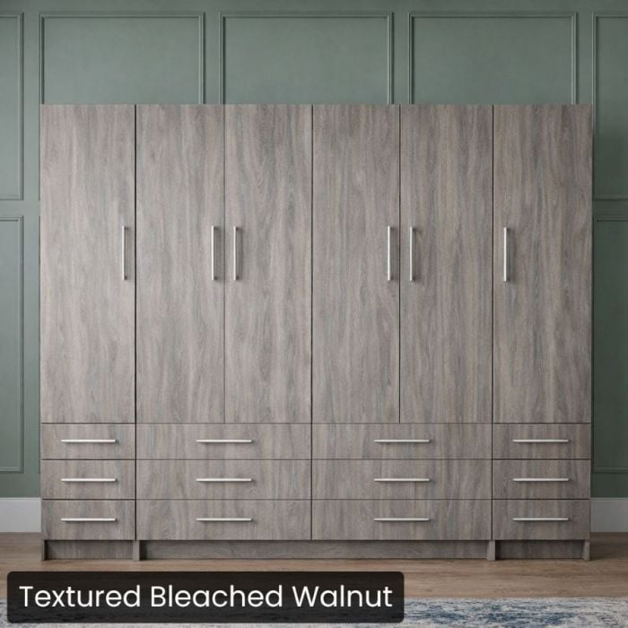 King Textured Bleached Walnut Penthouse Murphy Bed W/ Hutches-Closed