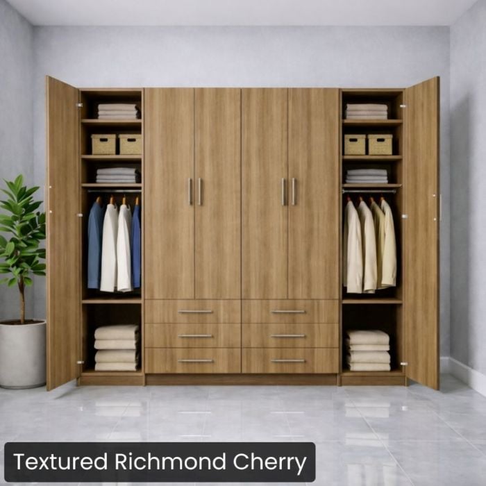 Full Textured Richmond Cherry Penthouse Murphy Bed W/ Hutches-Closed