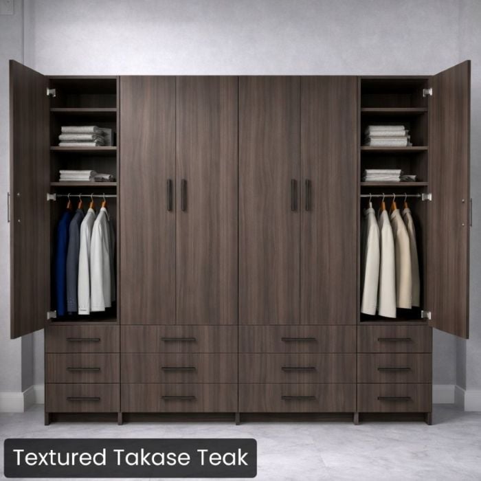 Full Textured Takase Teak Penthouse Murphy Bed W/ Hutches-Closed