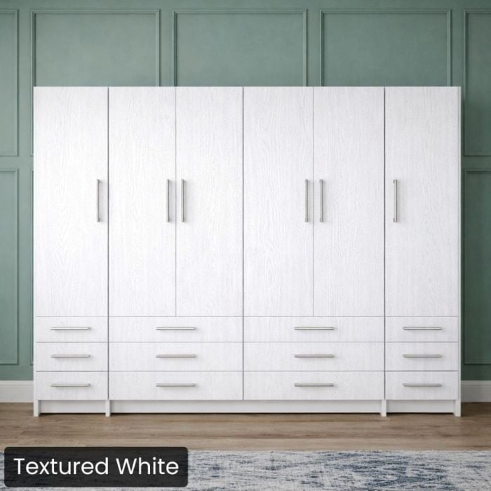 King Textured White Penthouse Murphy Bed W/ Hutches-Closed