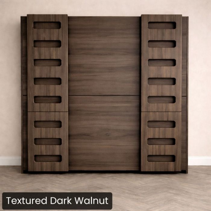 Twin-XL Textured Dark Walnut Urban Stack Bunk Bed-Closed