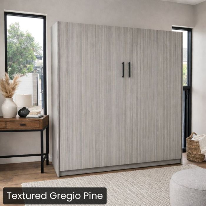 Textured Gregio Pine King Urban Murphy Bed-Closed
