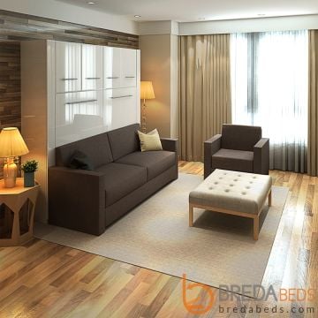 Horizontal InLine Murphy Bed with Top Hutch and InLine Sofa-Closed