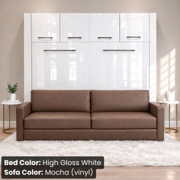 Horizontal InLine Murphy Bed with Top Hutch and InLine Sofa-Closed