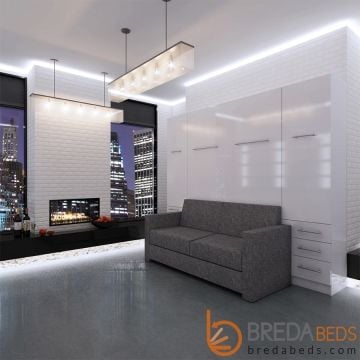 InLine Murphy Bed with Hutches and Sofa-Closed
