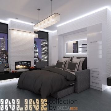 InLine Murphy Bed with Hutches and Sofa-Head3