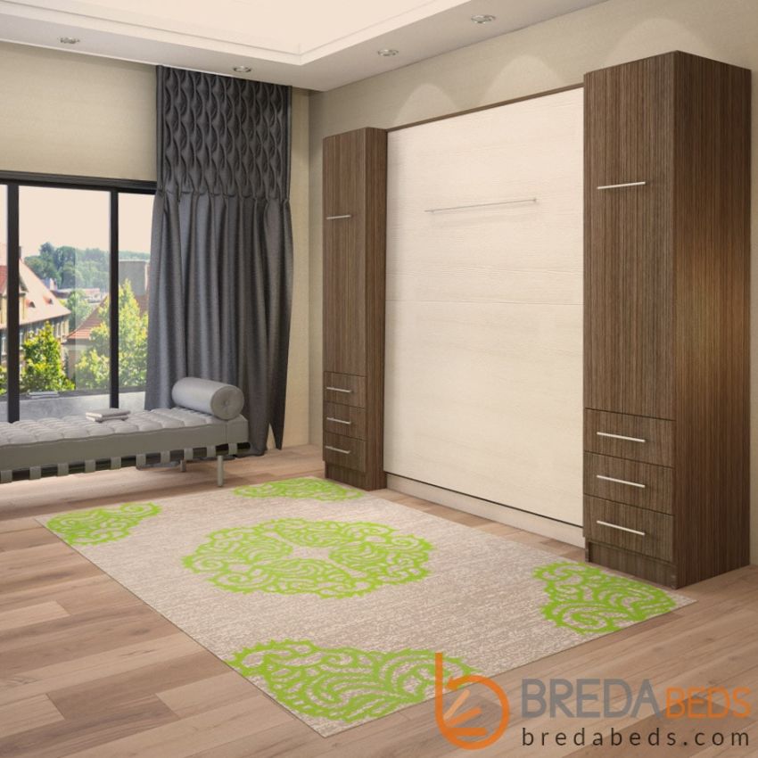 Studio Murphy Bed with Hutches Custom Wall Beds BredaBeds